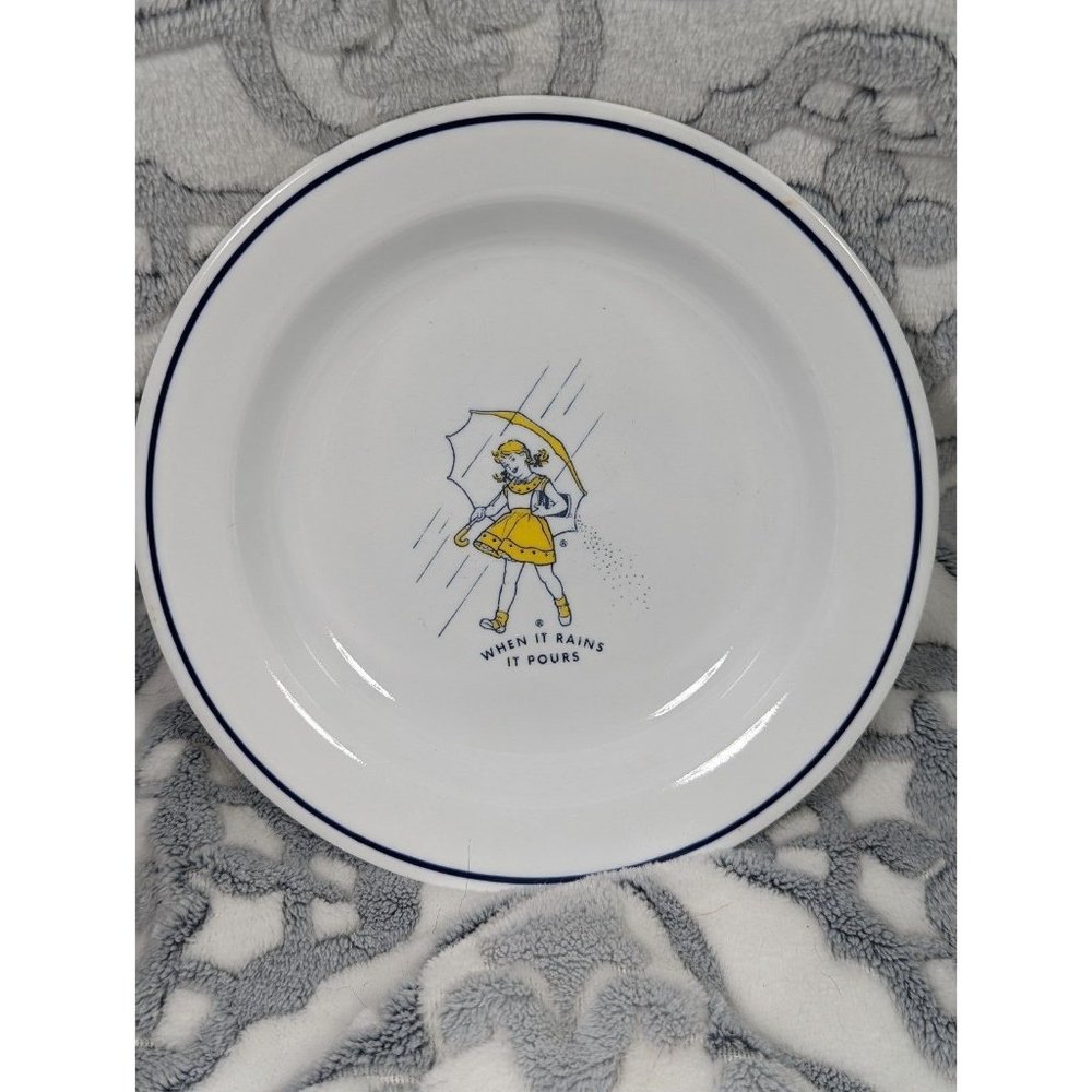 RARE Morton Salt Corelle Employee Souvenir Give-Away Flat Rimmed Soup Bowl HTF